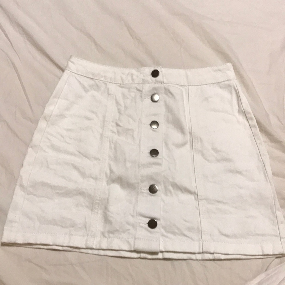 Button-Front Mini Denim Skirt
